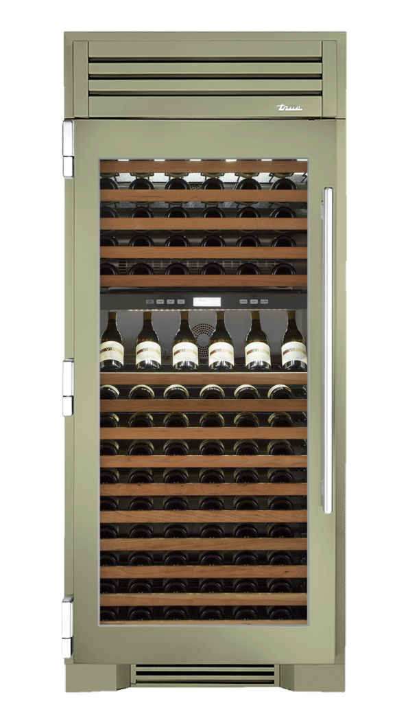Wine Column, Left Hinged, Sage, Chrome Hardware TR36DZWLSGC129H02