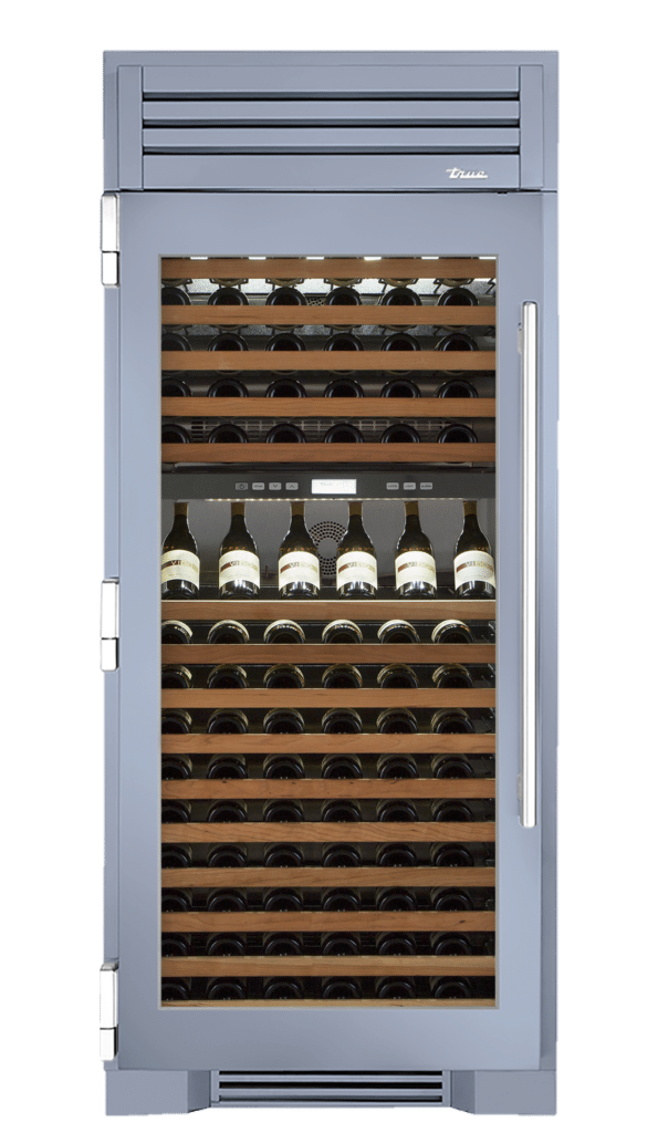Wine Column, Left Hinged, Bluestone, Chrome Hardware TR36DZWLSGC152H02