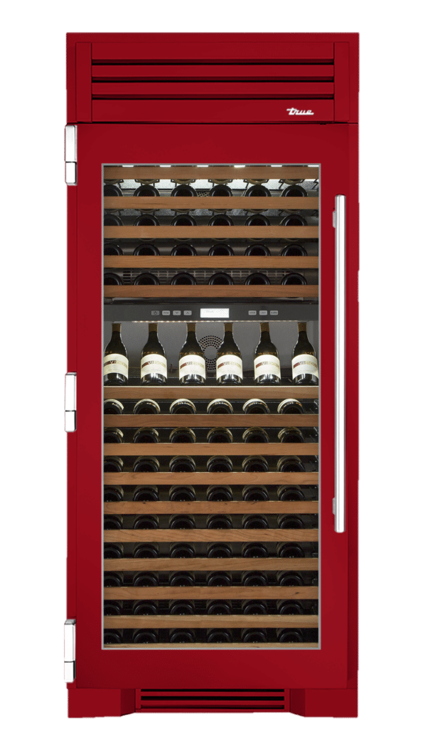 Wine Column, Left Hinged, Crimson, Chrome Hardware TR36DZWLSGC193H02