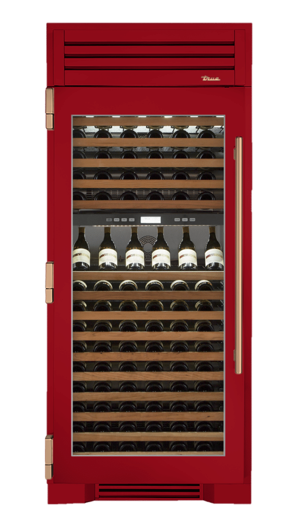 Wine Column, Left Hinged, Crimson, Gold Hardware TR36DZWLSGC193H08