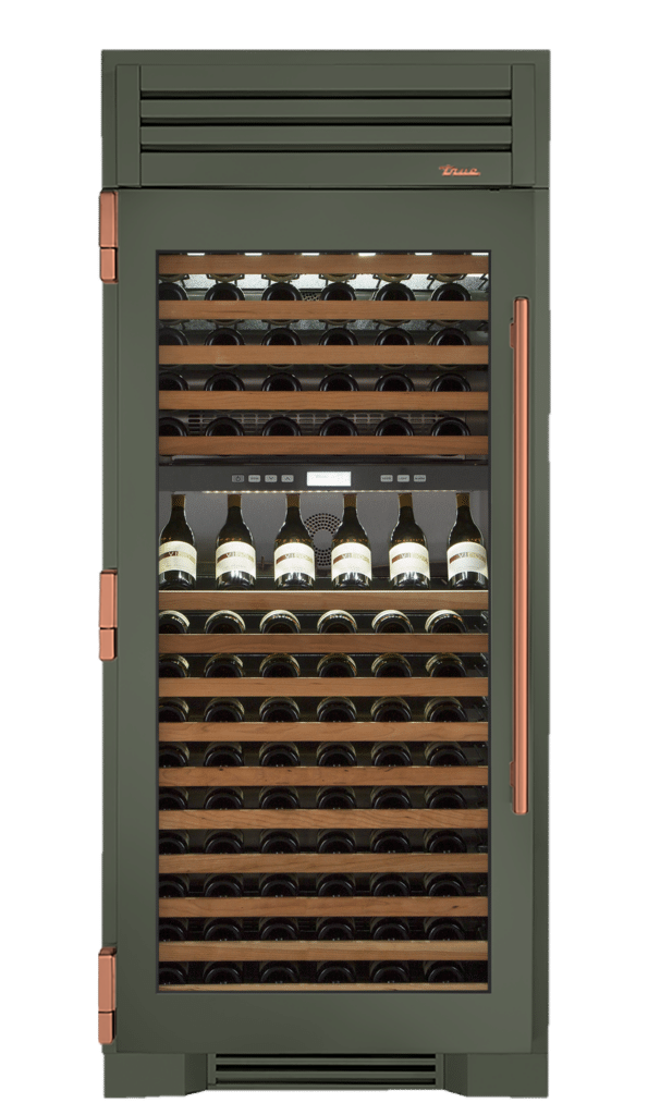 Wine Column, Left Hinged, Olive, Copper Hardware TR36DZWLSGC238H03