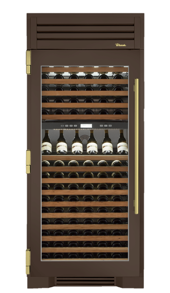 Wine Column, Left Hinged, Espresso, Brass Hardware TR36DZWLSGC305H01