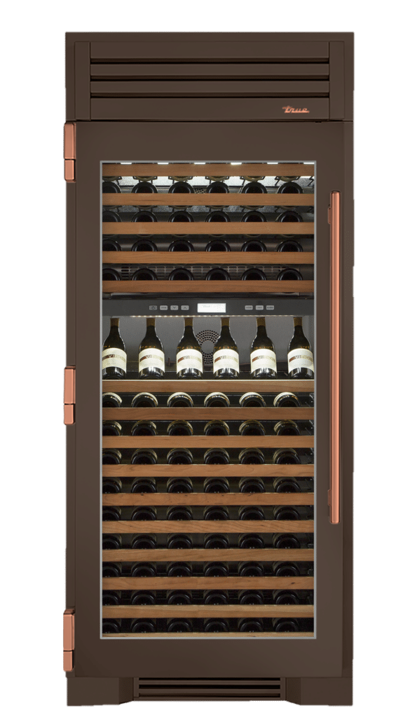 Wine Column, Left Hinged, Espresso, Copper Hardware TR36DZWLSGC305H03