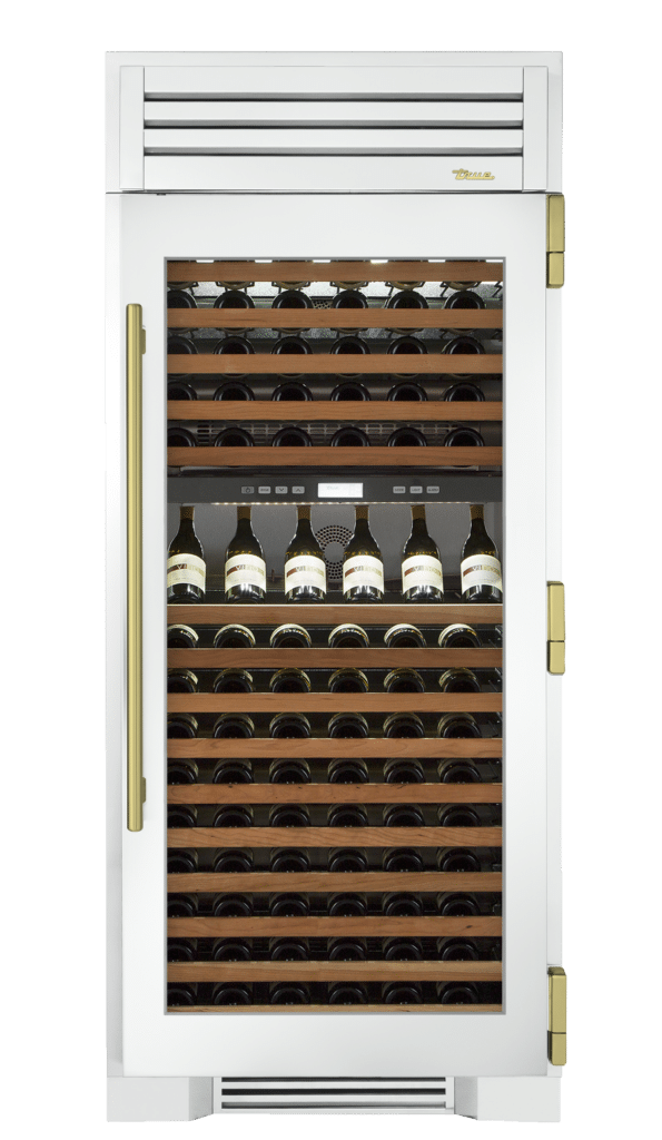 Wine Column, Right Hinged, Matte White, Brass Hardware TR36DZWRSGC030H01