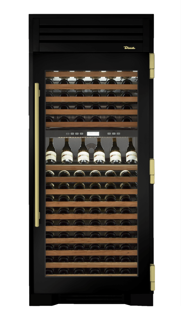 Wine Column, Right Hinged, Gloss Black, Brass Hardware TR36DZWRSGC044H01