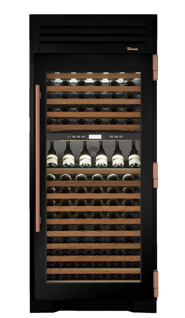 Wine Column, Right Hinged, Gloss Black, Copper Hardware TR36DZWRSGC044H03