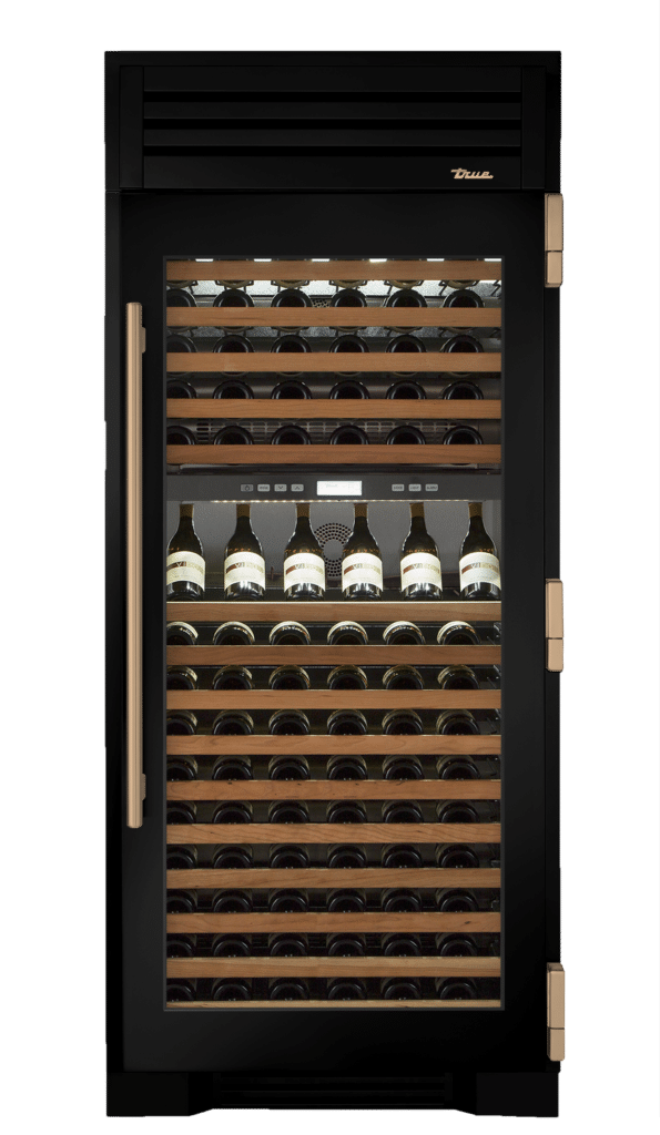 Wine Column, Right Hinged, Gloss Black, Gold Hardware TR36DZWRSGC044H08