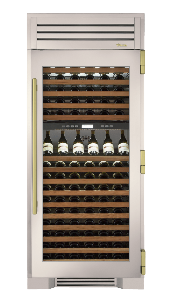 Wine Column, Right Hinged, Antique White, Brass Hardware TR36DZWRSGC050H01