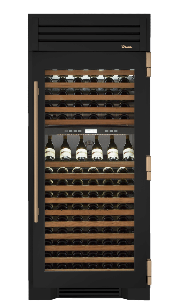 Wine Column, Right Hinged, Ultra Matte Black, Gold Hardware TR36DZWRSGC085H08