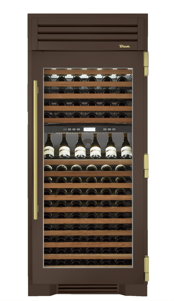 Wine Column, Right Hinged, Espresso, Brass Hardware TR36DZWRSGC305H01