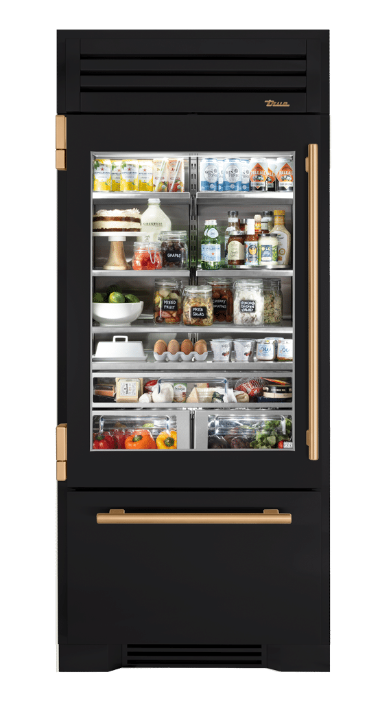 Refrigerator with Bottom Freezer, Left Hinged, Matte Black, Gold Hardware TR36RBFLSGA027H08