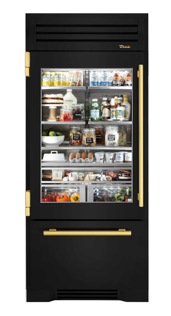 Refrigerator with Bottom Freezer, Left Hinged, Gloss Black, Brass Hardware TR36RBFLSGA044H01