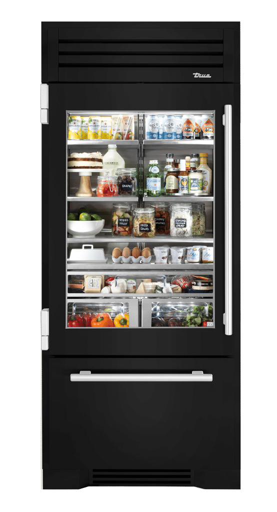 Refrigerator with Bottom Freezer, Left Hinged, Gloss Black, Chrome Hardware TR36RBFLSGA044H02