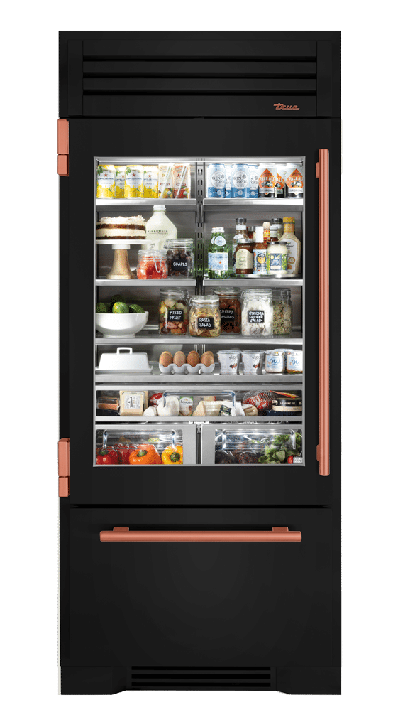 Refrigerator with Bottom Freezer, Left Hinged, Gloss Black, Copper Hardware TR36RBFLSGA044H03