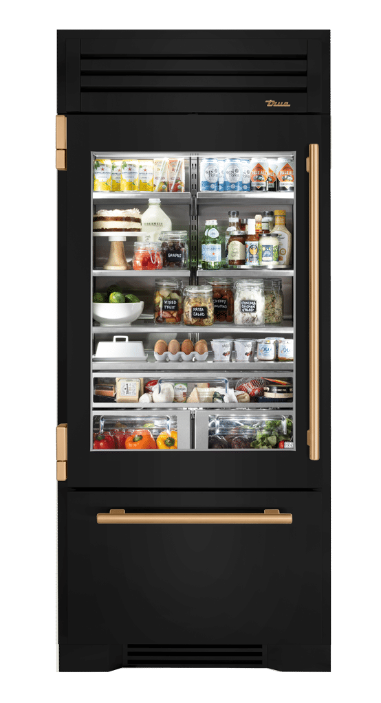 Refrigerator with Bottom Freezer, Left Hinged, Gloss Black, Gold Hardware TR36RBFLSGA044H08