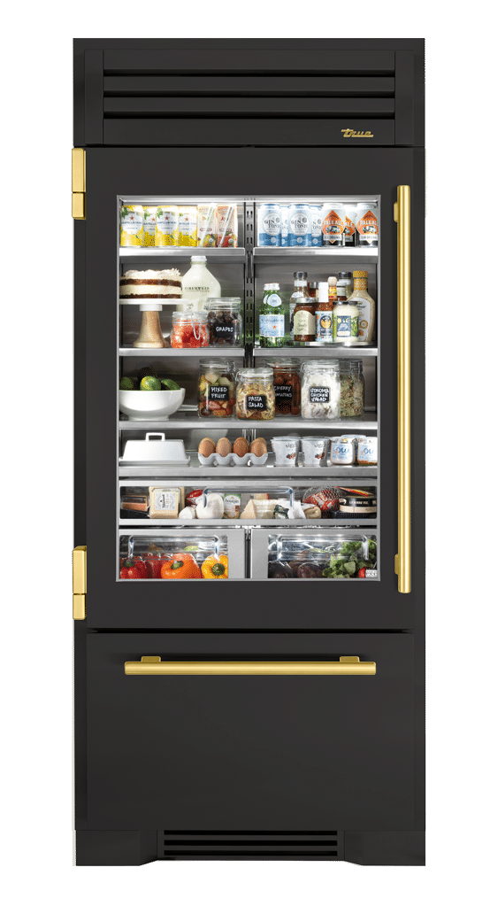 Refrigerator with Bottom Freezer, Left Hinged, Ultra Matte Black, Brass Hardware TR36RBFLSGA085H01