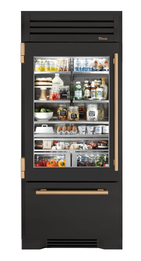 Refrigerator with Bottom Freezer, Left Hinged, Ultra Matte Black, Gold Hardware TR36RBFLSGA085H08