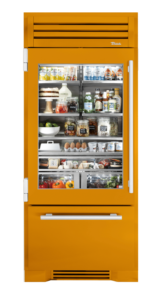 Refrigerator with Bottom Freezer, Left Hinged, Saffron, Chrome Hardware TR36RBFLSGA103H02