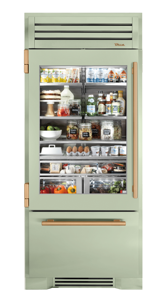 Refrigerator with Bottom Freezer, Left Hinged, Sage, Gold Hardware TR36RBFLSGA129H08