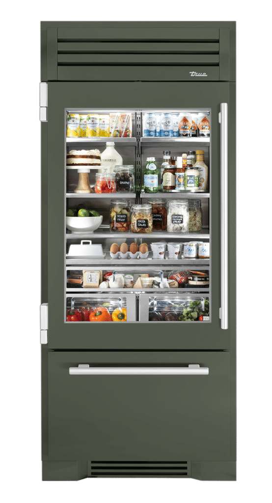 Refrigerator with Bottom Freezer, Left Hinged, Olive, Chrome Hardware TR36RBFLSGA238H02