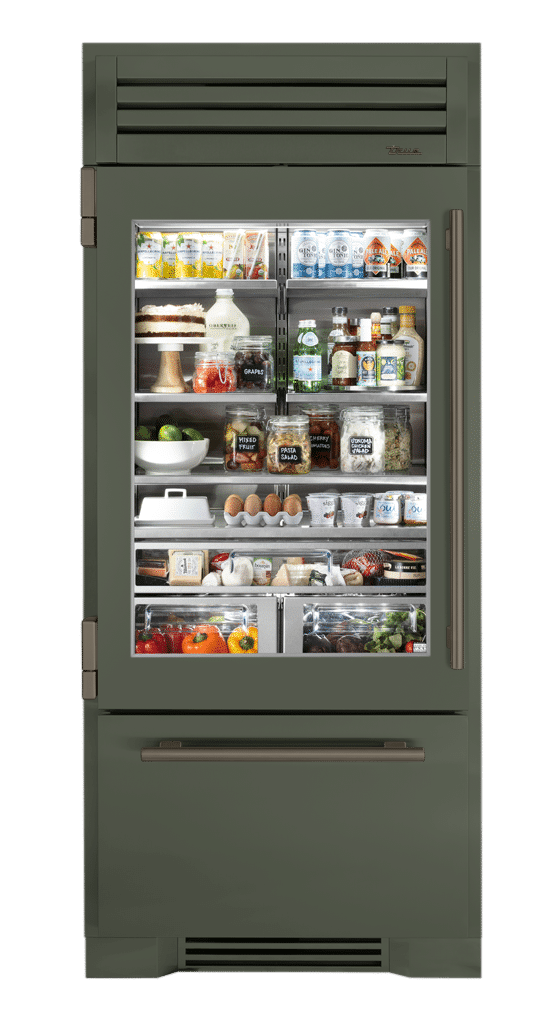 Refrigerator with Bottom Freezer, Left Hinged, Olive, Pewter Hardware TR36RBFLSGA238H05