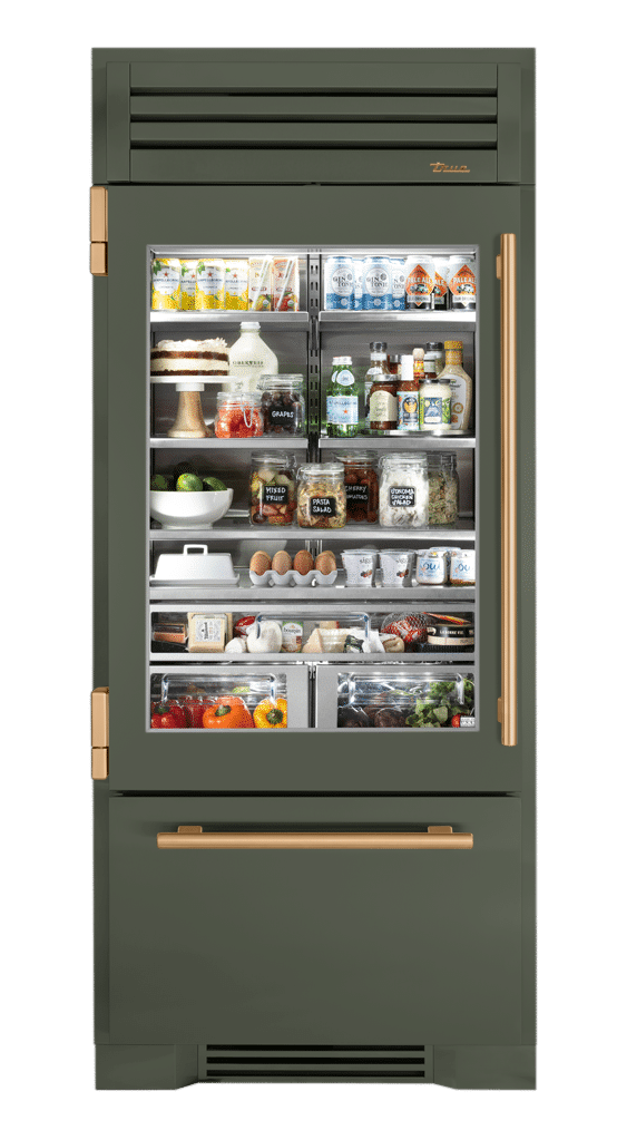 Refrigerator with Bottom Freezer, Left Hinged, Olive, Gold Hardware TR36RBFLSGA238H08