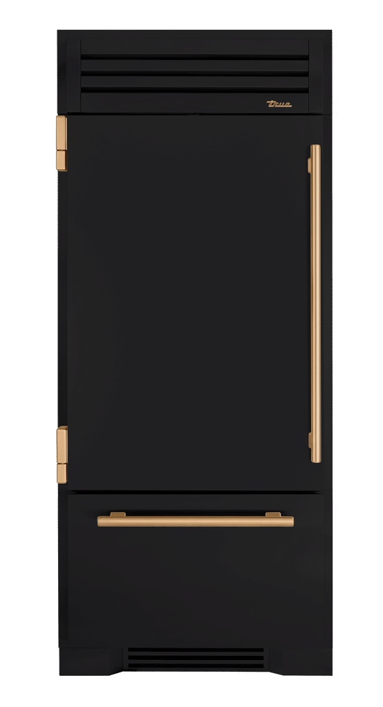 Refrigerator with Bottom Freezer, Left Hinged, Matte Black, Gold Hardware TR36RBFLSSA027H08