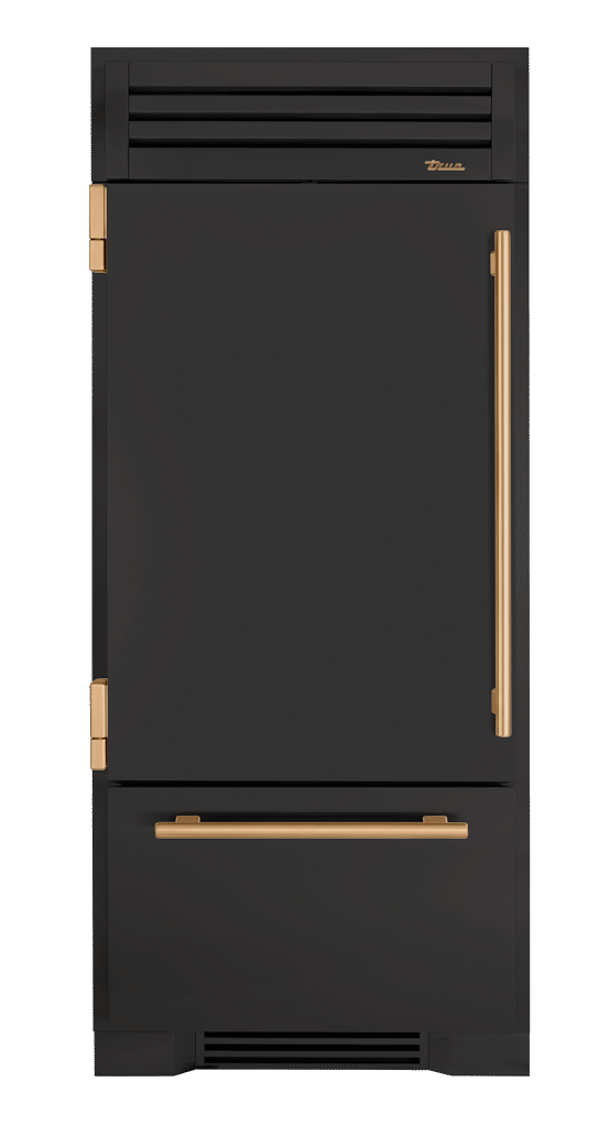 Refrigerator with Bottom Freezer, Left Hinged, Ultra Matte Black, Gold Hardware TR36RBFLSSA085H08