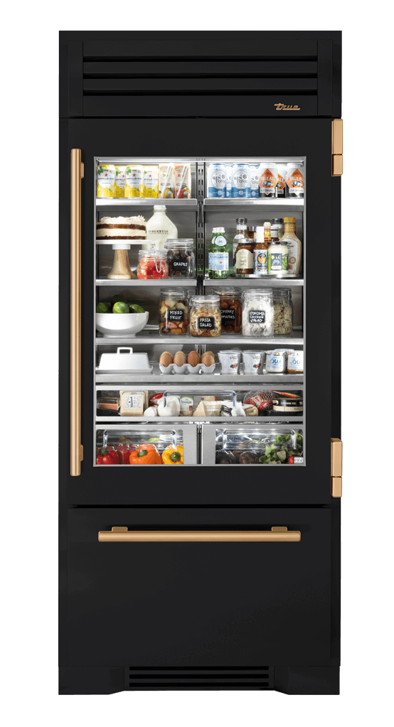 Refrigerator with Bottom Freezer, Right Hinged, Matte Black, Gold Hardware TR36RBFRSGA027H08
