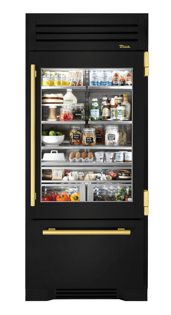 Refrigerator with Bottom Freezer, Right Hinged, Gloss Black, Brass Hardware TR36RBFRSGA044H01