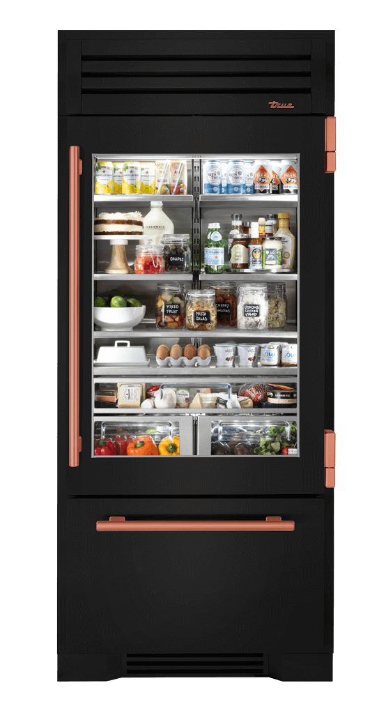 Refrigerator with Bottom Freezer, Right Hinged, Gloss Black, Copper Hardware TR36RBFRSGA044H03