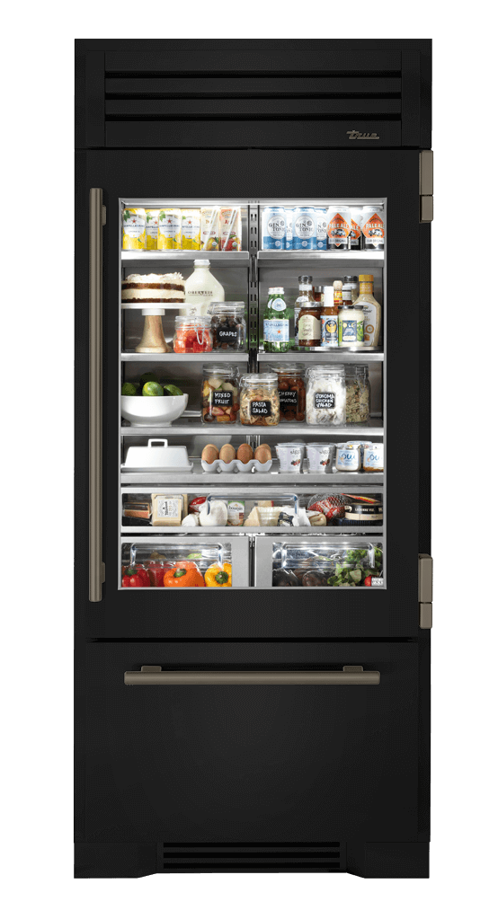 Refrigerator with Bottom Freezer, Right Hinged, Gloss Black, Pewter Hardware TR36RBFRSGA044H05