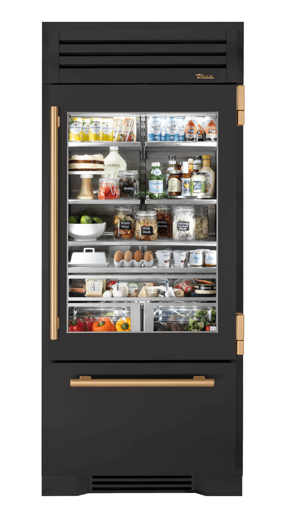 Refrigerator with Bottom Freezer, Right Hinged, Ultra Matte Black, Gold Hardware TR36RBFRSGA085H08