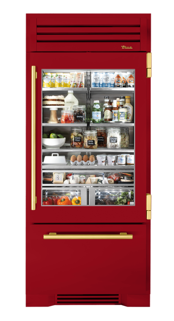 Refrigerator with Bottom Freezer, Right Hinged, Crimson, Brass Hardware TR36RBFRSGA193H01