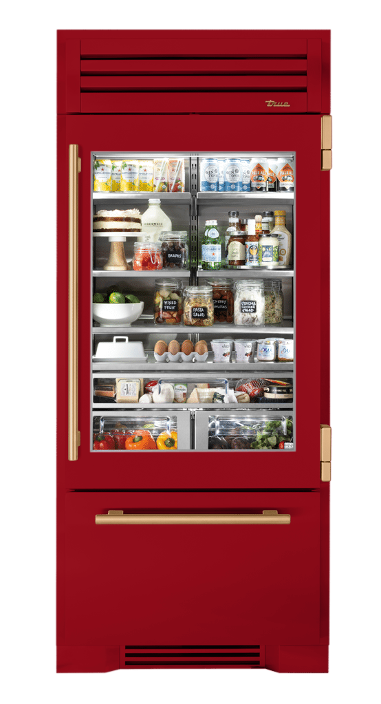 Refrigerator with Bottom Freezer, Right Hinged, Crimson, Gold Hardware TR36RBFRSGA193H08