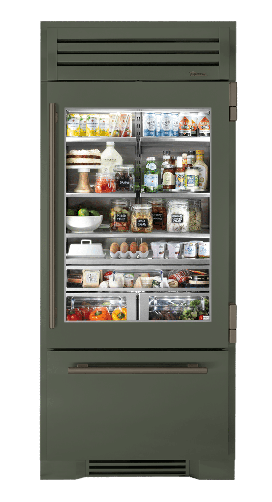 Refrigerator with Bottom Freezer, Right Hinged, Olive, Pewter Hardware TR36RBFRSGA238H05