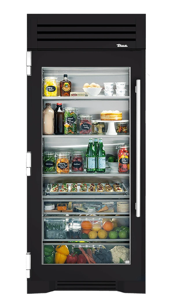 Refrigerator Column, Left Hinged, Matte Black, Chrome Hardware TR36REFLSGC027H02