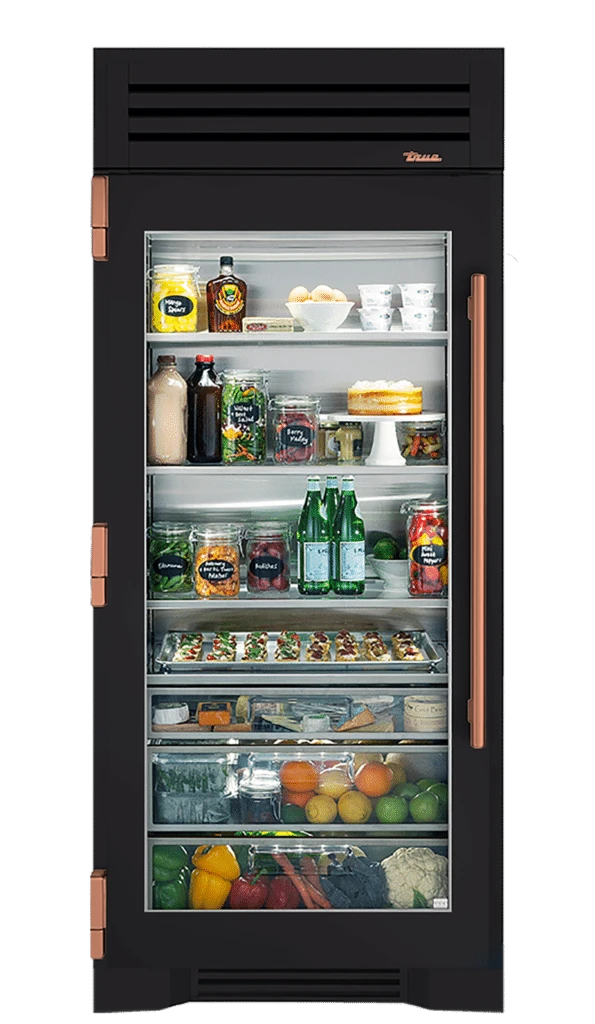 Refrigerator Column, Left Hinged, Matte Black, Copper Hardware TR36REFLSGC027H03