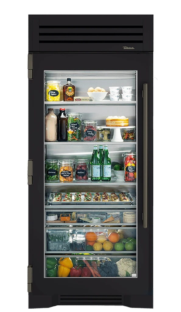 Refrigerator Column, Left Hinged, Matte Black, Pewter Hardware TR36REFLSGC027H05