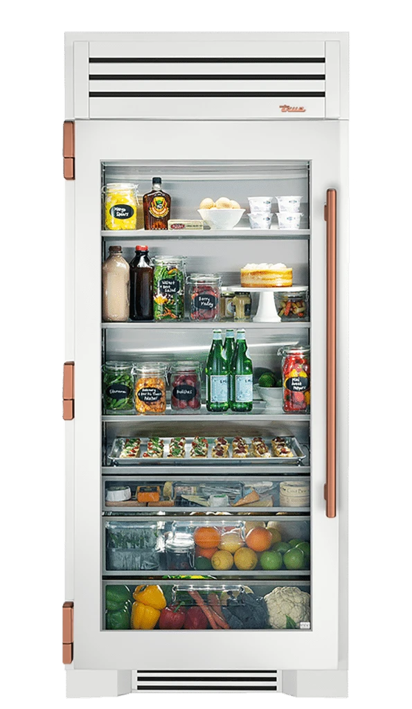 Refrigerator Column, Left Hinged, Matte White, Copper Hardware TR36REFLSGC030H03