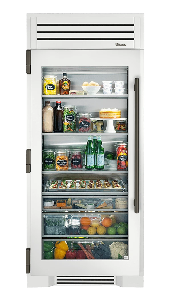 Refrigerator Column, Left Hinged, Matte White, Pewter Hardware TR36REFLSGC030H05