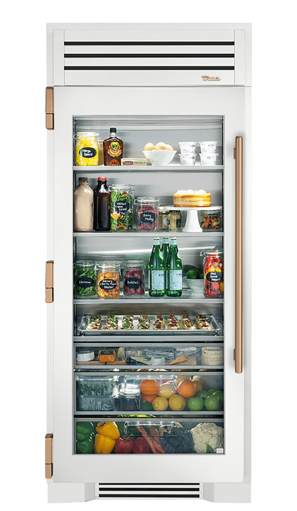 Refrigerator Column, Left Hinged, Matte White, Gold Hardware TR36REFLSGC030H08