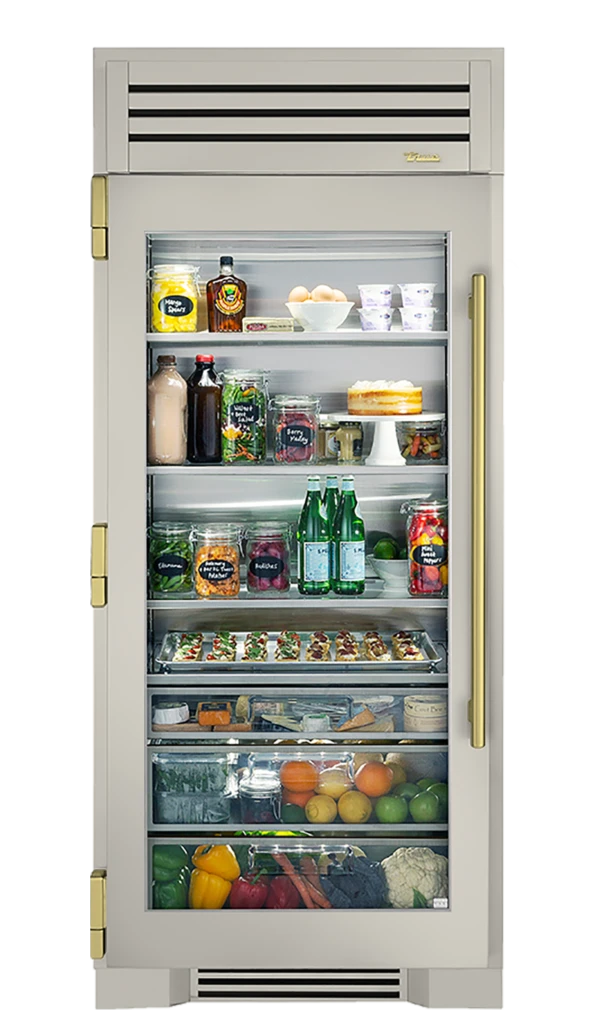 Refrigerator Column, Left Hinged, Antique White, Brass Hardware TR36REFLSGC050H01