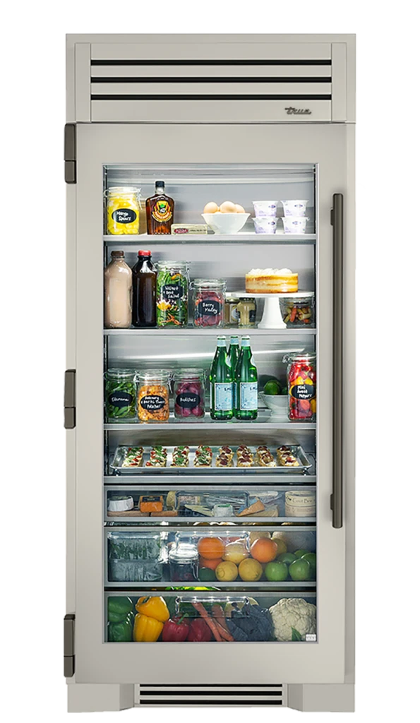 Refrigerator Column, Left Hinged, Antique White, Pewter Hardware TR36REFLSGC050H05