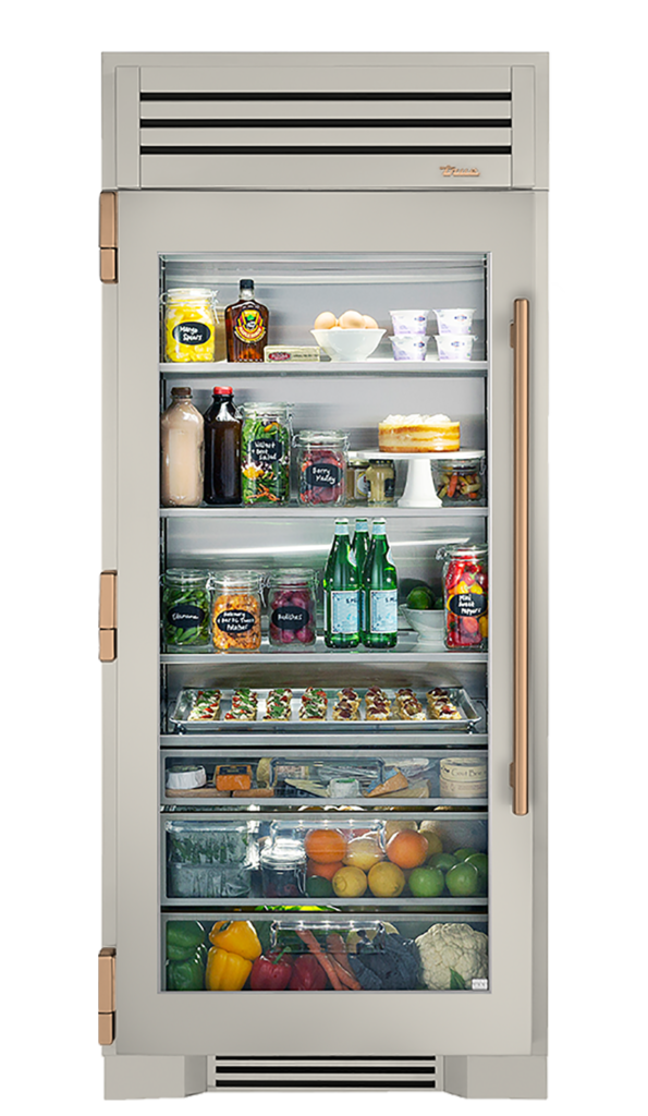 Refrigerator Column, Left Hinged, Antique White, Gold Hardware TR36REFLSGC050H08