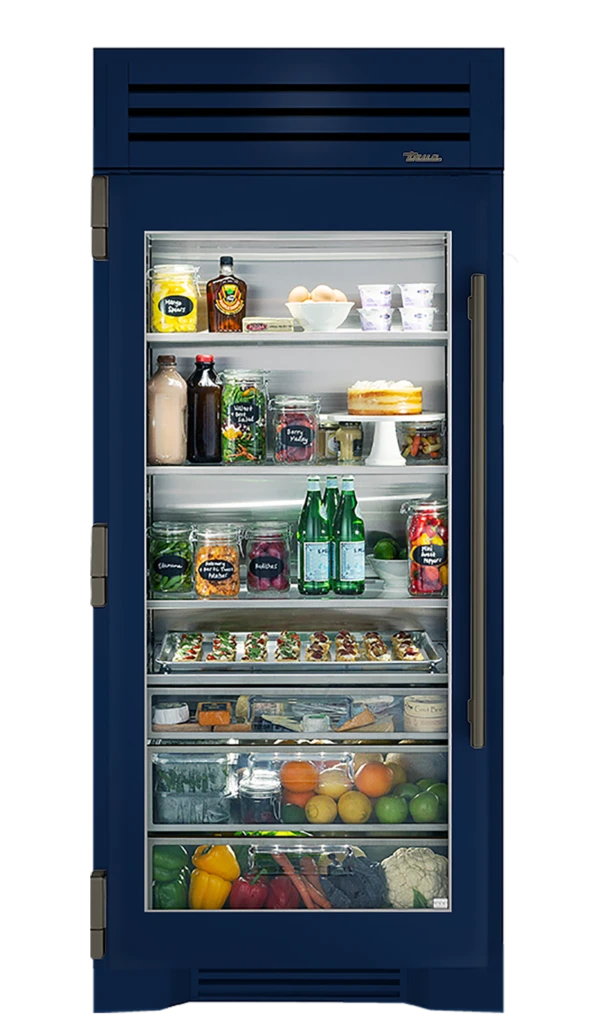 Refrigerator Column, Left Hinged, Cobalt, Pewter Hardware TR36REFLSGC078H05