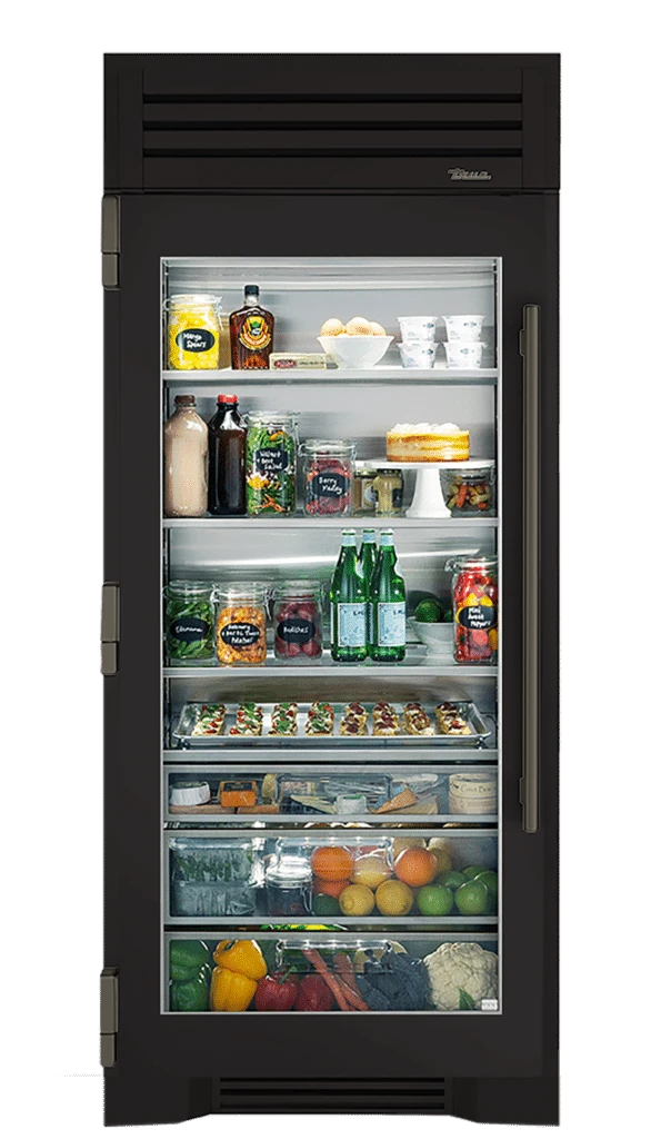 Refrigerator Column, Left Hinged, Ultra Matte Black, Pewter Hardware TR36REFLSGC085H05