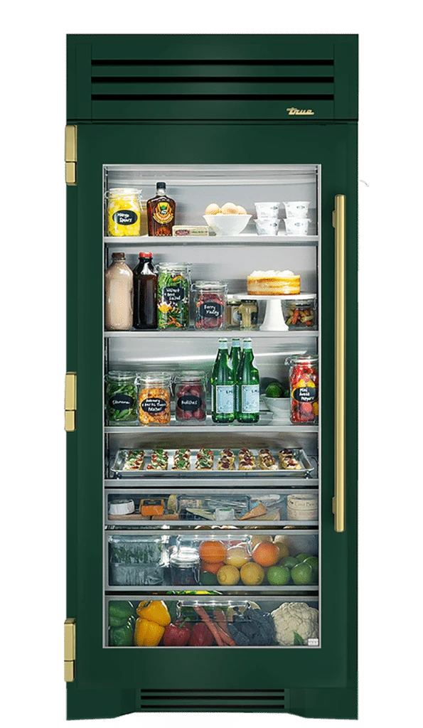 Refrigerator Column, Left Hinged, Emerald, Brass Hardware TR36REFLSGC086H01