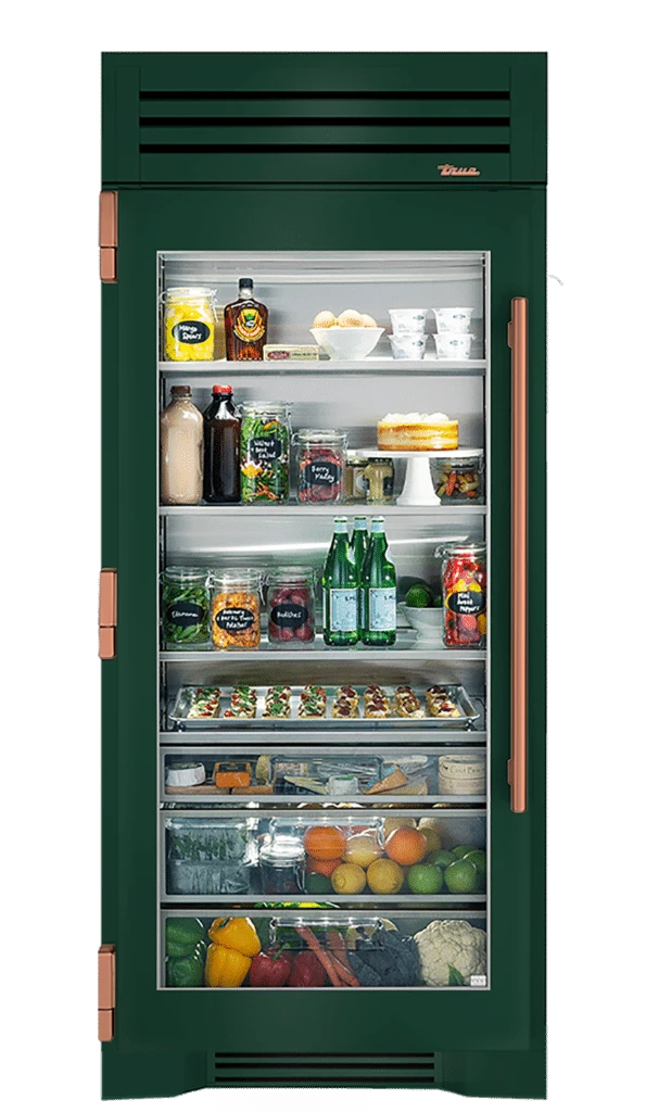 Refrigerator Column, Left Hinged, Emerald, Copper Hardware TR36REFLSGC086H03