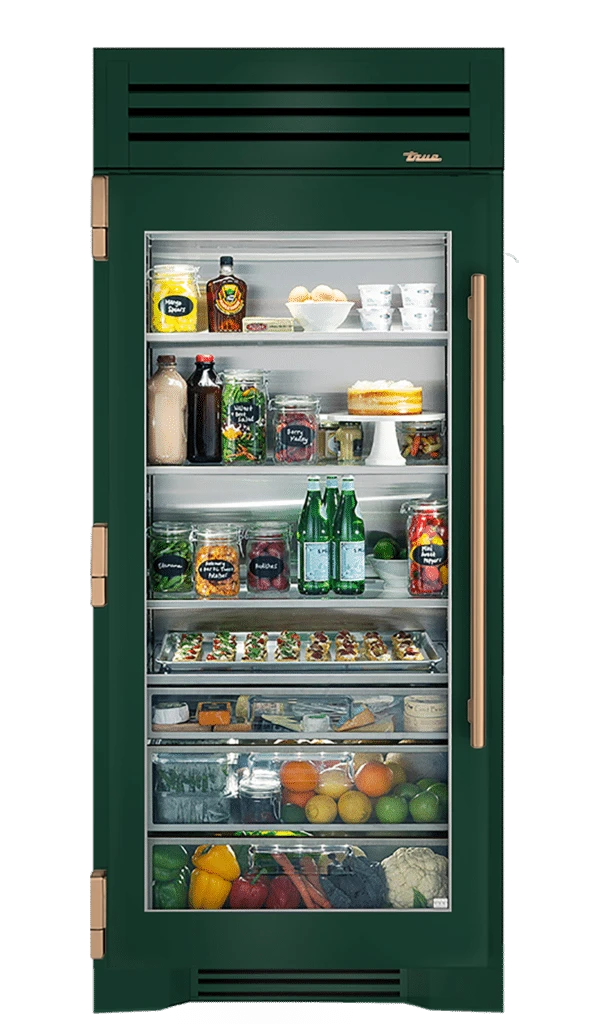 Refrigerator Column, Left Hinged, Emerald, Gold Hardware TR36REFLSGC086H08